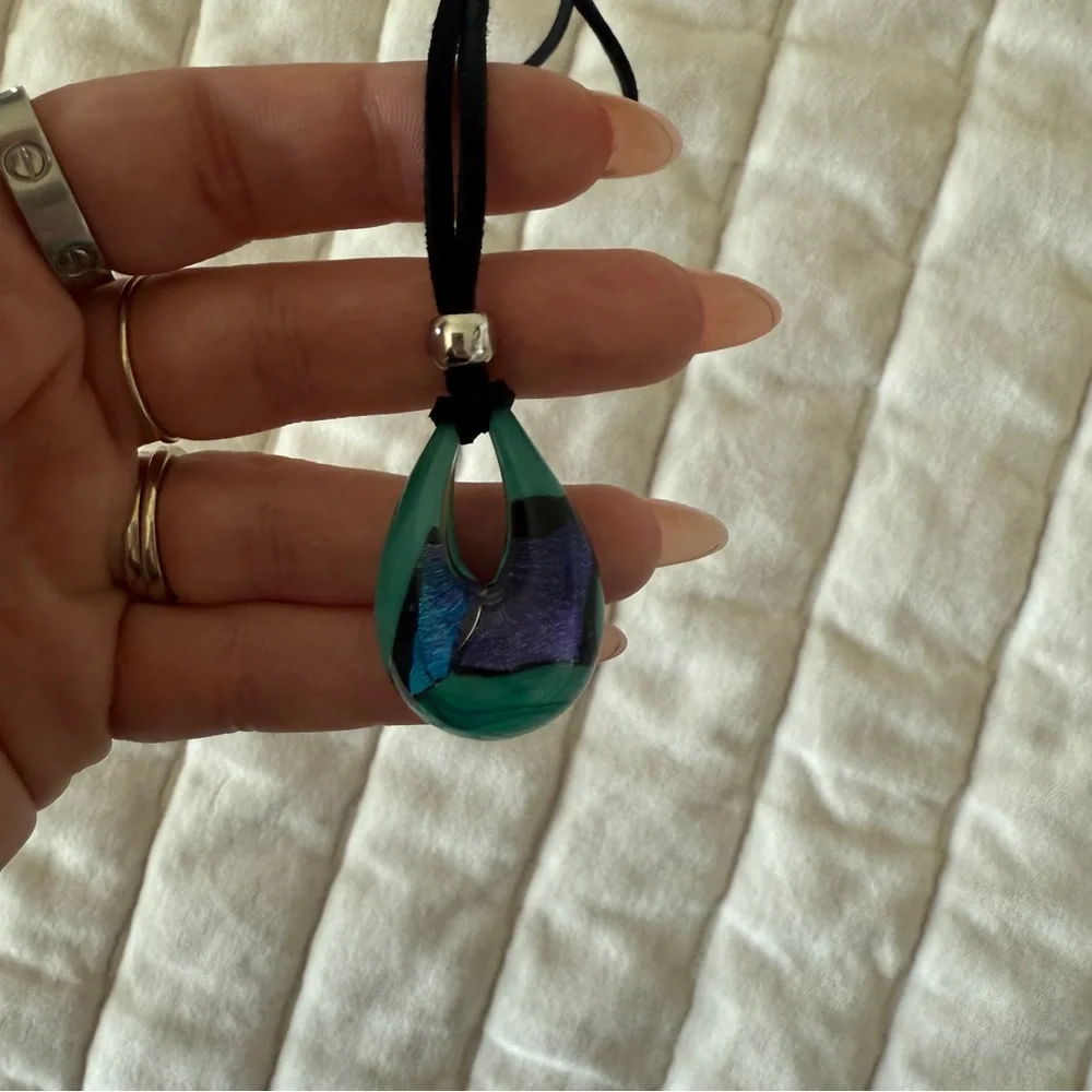 Bundle of 3 necklaces choker golden black murano glass pendant amethyst pearl